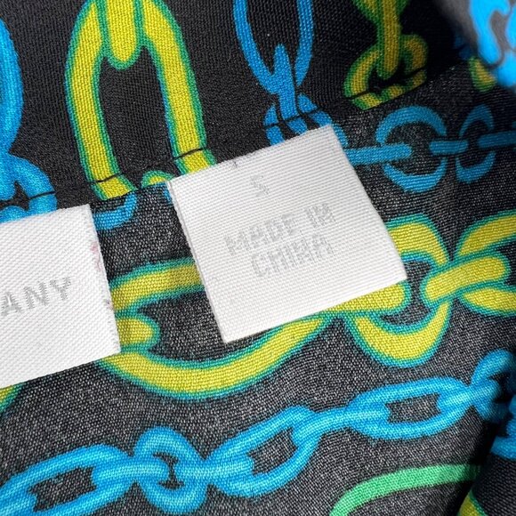 New York & Company Sleeveless Chain Print Blouse With Ruffle Neck Women's Small - Picture 4 of 8